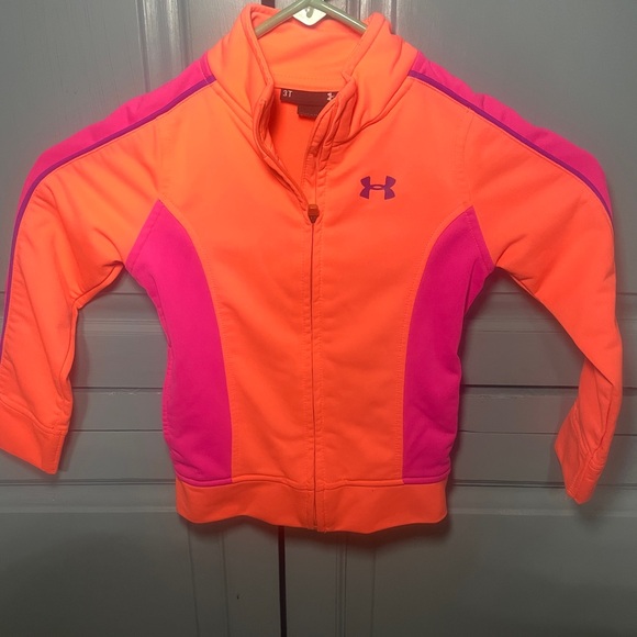 Sz 3 Girls Under Armour Zip Up Jacket Pink - Picture 5 of 5
